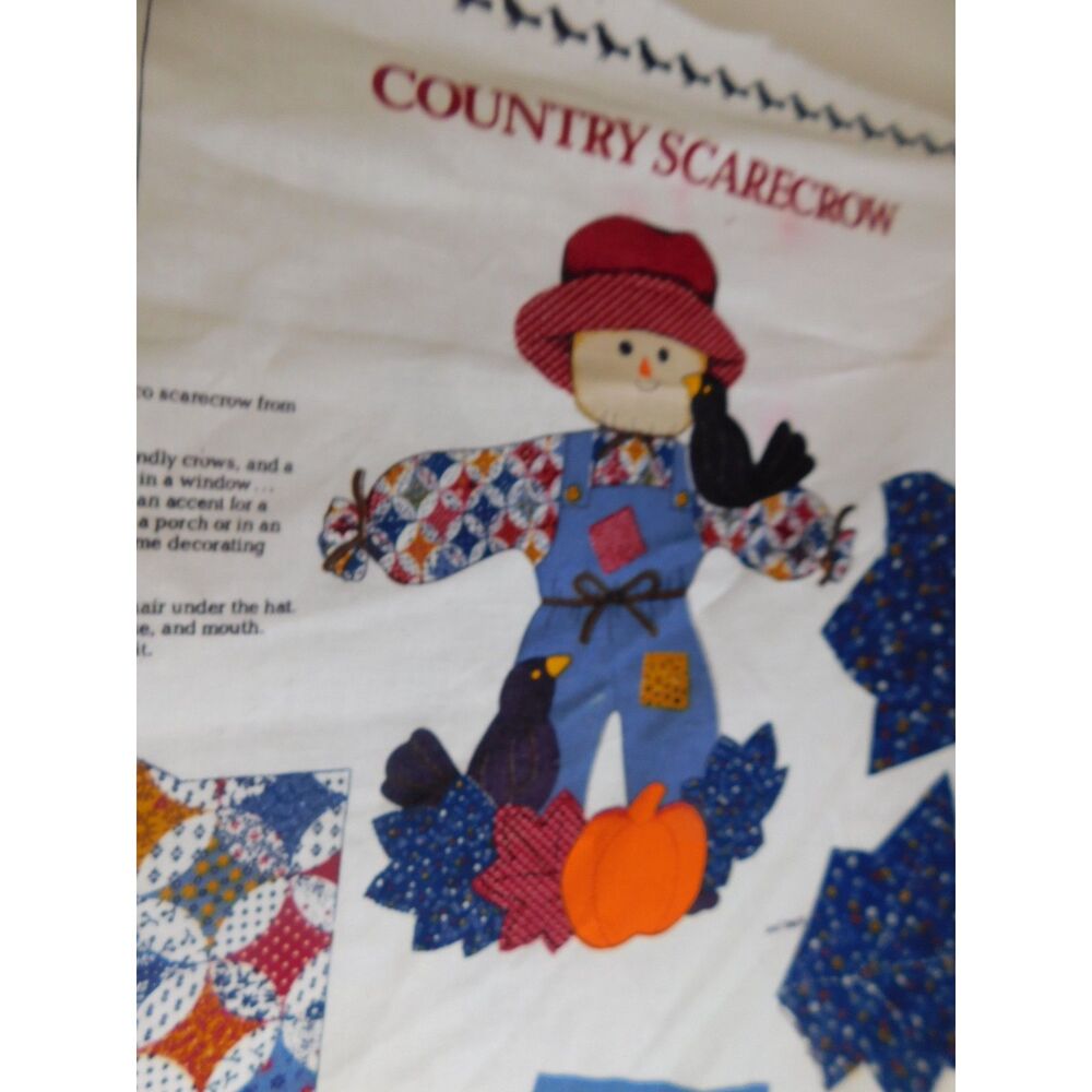 Vintage Cranston Print Works Country Scarecrow Autumn Fabric Panel Sewing Craft - Picture 3 of 9